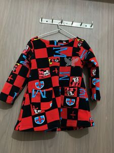 Branded exportCute Girls' Red &amp; Black Dress