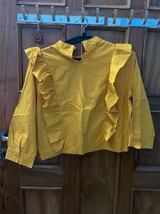 Mustard Yellow Ruffle Detail Top