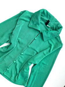 Green Long Sleeve Crop Top