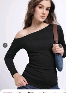 Black One-Shoulder Long Sleeve Top
