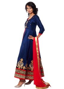 Elegant Blue Embroidered Anarkali Gown