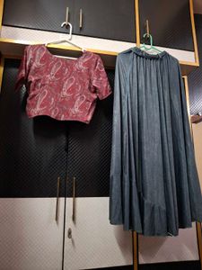 Designer Paisley Top and Skirt Set
