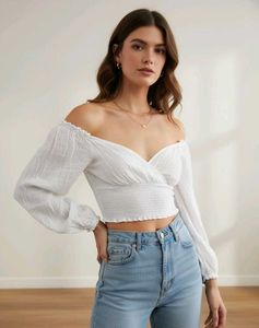 L.A. HEARTS' White Long Sleeve Crop Top