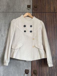 Cream Double-Breasted A-Line Jacket