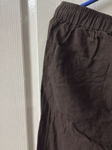 Comfortable Brown Linen Blend Pants