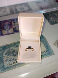 Elegant Gold plated Ring with Blue Stone