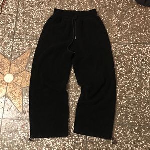 Cozy Black Wide-Leg Fur Lounge Pants