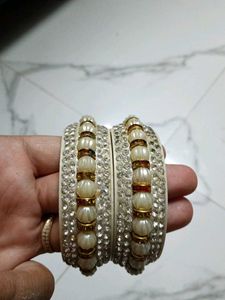 Elegant Pearl & Crystal Bangles