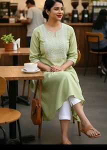 Pista Green Embroidered Kurta