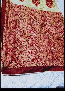 Elegant Red &amp; Gol satin silk saree