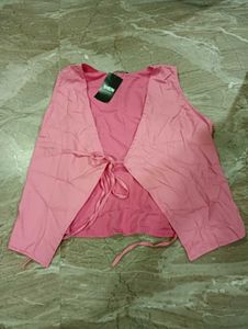 Pink Tie-Front Vest Top