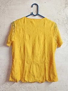 Elegant Yellow Lace Blouse Top Layered