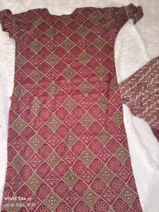Maroon Printed Kurta and Palazzo Set-XL