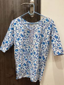 Blue Floral Print Kurta