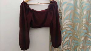 Chic Ruched Burgundy Top