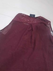 Burgundy Textured Sleeveless Top Transparent