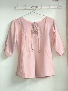 Cute Pink Lace-Up Top