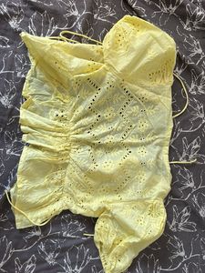 Yellow Eyelet Crop Top