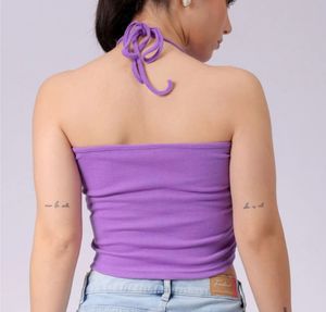 Cute Lilac Halter Backless Crop Top