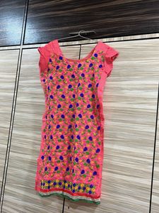 Embroidered Pink Kurti - Perfect for Casual Wear