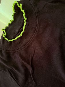 Cute Black Lettuce Trim Top