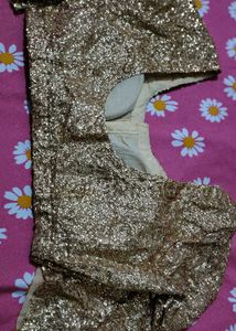 Elegant White saree with sequins border &amp; Gold blo