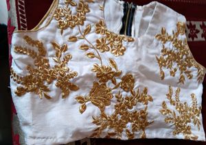 Elegant crop top with Golden Embroidery