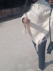 Stylish Crochet Poncho with Fringe