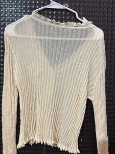 Cream Ruffle Knit Cardigan