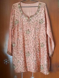Rustic Hand Embroidered  Silk Kurti