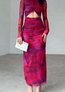 Stunning Red Floral Cutout Maxi Dress