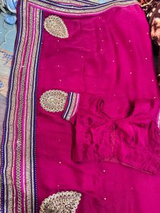 Exquisite Pink Silk Saree with Intricate Embellish
