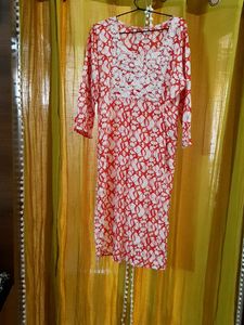 Red Colour Printed Kurta Set Medium Size