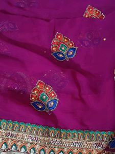 Vibrant Purple Embroidered Saree