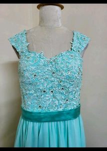Aqua Lace Chiffon Dress