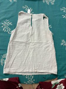 White Eyelet Sleeveless Top