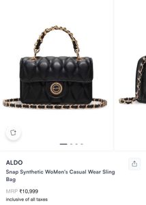 ALDO Quilted Black Handbag with Gold Chain