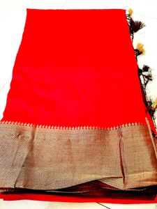 Red Saree with Blouse tailor stiched 40