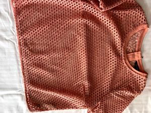 peach Mesh Top