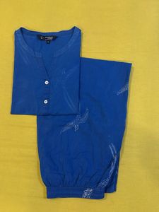 Blue Printed Night Suit