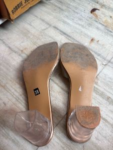 Clear Block Heel Mules
