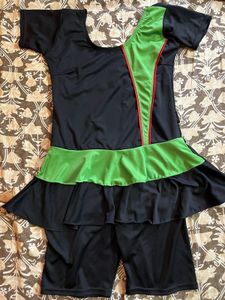 Girls Black & Green Swimsuit