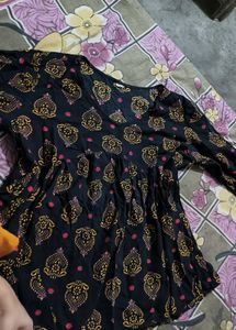 Printed Black short kurti