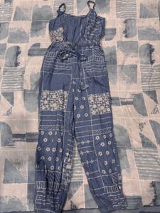 Blue Patterned Jumpsuit