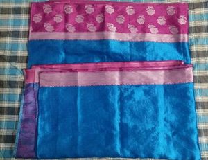 Blue &amp; Pink Silk Saree