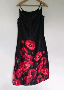 Elegant Black Floral Print Dress