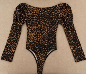 Leopard Print Peplum Long Sleeve Bodysuit
