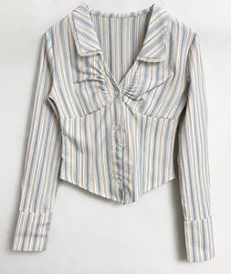 Striped Long Sleeve Button-Up Blouse