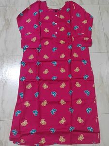 Pink Butterfly Print Kurta