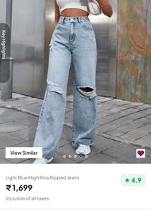 Light Blue High Rise Ripped Jeans